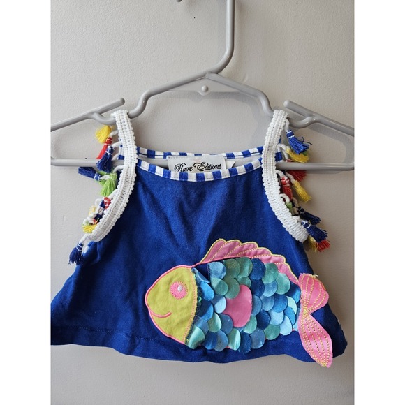 Rare Editions Other - Baby Girls Rare Editions Blue Embroidered Fish Tank 3-6M